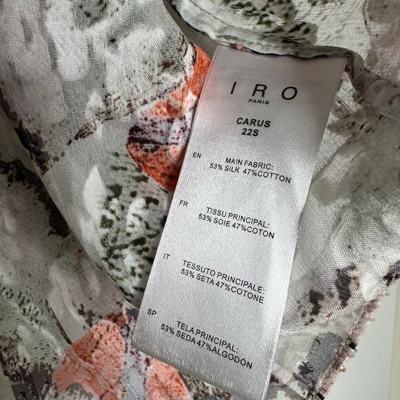 IRO Carus Silk Blend Absract Long Sleeve Ruffle Blouse Womens Multicolor Size 40 - Picture 5 of 6